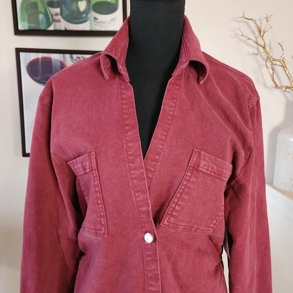 🔥Le Jean Eliza Brown Denim Asymmetrical Hem Shirtdress - Picture 6 of 16